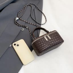 Retro Women Crossbody Bag Woven Pattern Soft PU Leather Handbag Multi Function Adjustable Chain Strap Shoulder Bag for Commute