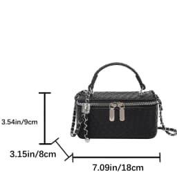 Retro Women Crossbody Bag Woven Pattern Soft PU Leather Handbag Multi Function Adjustable Chain Strap Shoulder Bag for Commute