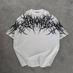 Y2K Cyberpunk Gothic T Shirt Edgy Thorn Texture Print Pure Cotton Streetwear Fashion Graphic Tee Urban Style Comfortable Fit