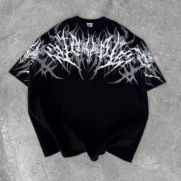 Y2K Cyberpunk Gothic T Shirt Edgy Thorn Texture Print Pure Cotton Streetwear Fashion Graphic Tee Urban Style Comfortable Fit