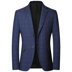 Autumn Men Blazer Vintage Single-breasted Plaid Versatile Man Suit Coat Turn Down Collar Long Sleeve Non-ironing Male Outerwear