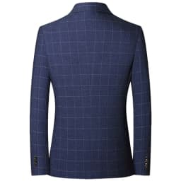 Autumn Men Blazer Vintage Single-breasted Plaid Versatile Man Suit Coat Turn Down Collar Long Sleeve Non-ironing Male Outerwear