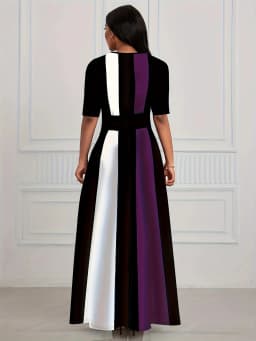 Spring and summer women's dress temperament slim fit commuting fashion contrasting dress