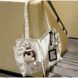 Polka Dot Canvas Tote Bag Large Capacity Shoulder Bag With Side Pockets Casual Daily Bag Women School And Work Commute Handbag