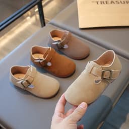 2026 New Fashion Boys Girls Moccasins Hook&loop Non-slip Elegant Kids Flat Shoes Soft Sole Children Leather Shoes Retro Sweet