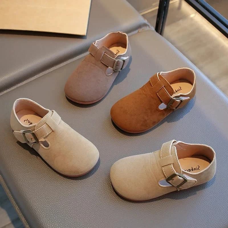 2026 New Fashion Boys Girls Moccasins Hook&loop Non-slip Elegant Kids Flat Shoes Soft Sole Children Leather Shoes Retro Sweet