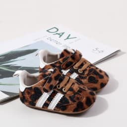 Fashion Leopard Print Design Baby Boys And Girls First Walking Indoor Outdoor Toddler Shoes For 0-1 Years Old Soft Sole