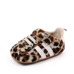 Fashion Leopard Print Design Baby Boys And Girls First Walking Indoor Outdoor Toddler Shoes For 0-1 Years Old Soft Sole