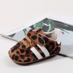 Fashion Leopard Print Design Baby Boys And Girls First Walking Indoor Outdoor Toddler Shoes For 0-1 Years Old Soft Sole