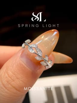 Real Moissanite Diamond Fashion Leaf Wedding Band Ring for Women's Daily Wear Anniversary Fashion Personalized Jewelry