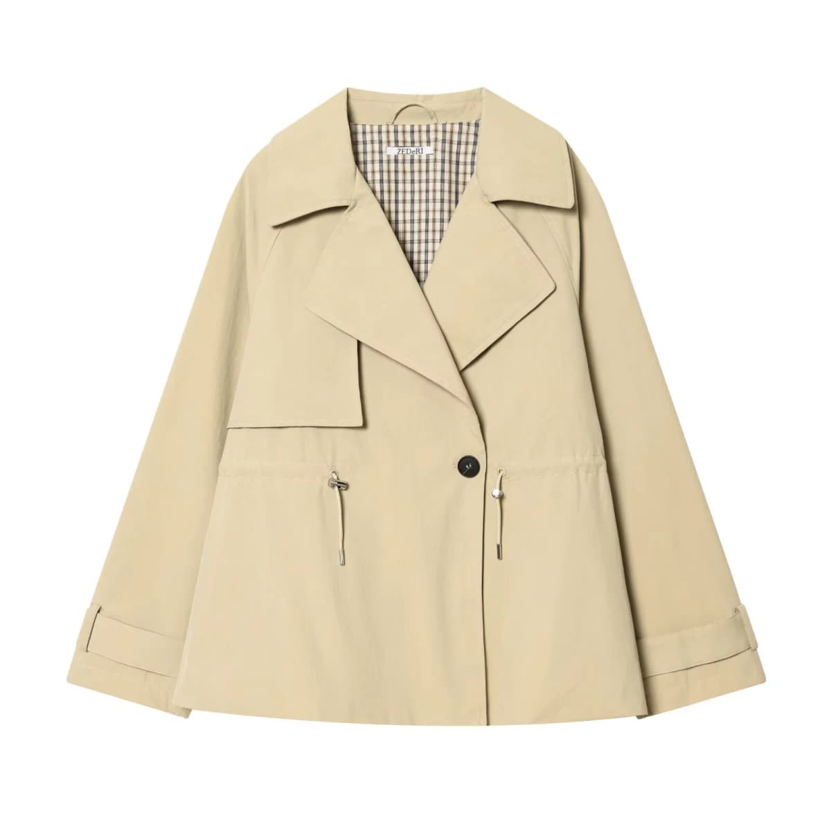2026 Spring/Summer New Product Women's Fashion Style Long Sleeve Collar Adjustable Waist Short Windbreaker
