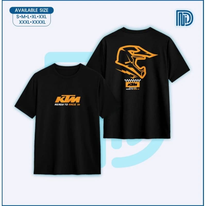 KTM Racing Logo Men’s T-Shirt Cotton Short Sleeve Crew Neck Casual Motorcycle Graphic Tee Summer Streetwear Black Tee