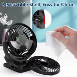 Portable camping fan with rechargeable 10000mAh battery, three-speed, 360° rotation, with hook for remote control