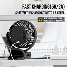 Portable camping fan with rechargeable 10000mAh battery, three-speed, 360° rotation, with hook for remote control