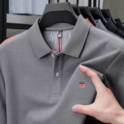 100% Pure Cotton Luxury Men's Exquisite Brand Embroidered Striped Short Sleeve Summer New Business Casual Breathable Polo Shirt