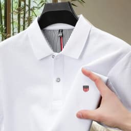 100% Pure Cotton Luxury Men's Exquisite Brand Embroidered Striped Short Sleeve Summer New Business Casual Breathable Polo Shirt
