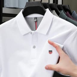 100% Pure Cotton Luxury Men's Exquisite Brand Embroidered Striped Short Sleeve Summer New Business Casual Breathable Polo Shirt