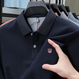 100% Pure Cotton Luxury Men's Exquisite Brand Embroidered Striped Short Sleeve Summer New Business Casual Breathable Polo Shirt
