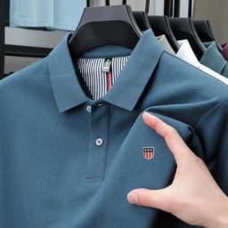 100% Pure Cotton Luxury Men's Exquisite Brand Embroidered Striped Short Sleeve Summer New Business Casual Breathable Polo Shirt
