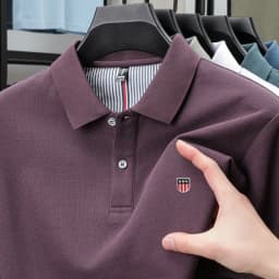 100% Pure Cotton Luxury Men's Exquisite Brand Embroidered Striped Short Sleeve Summer New Business Casual Breathable Polo Shirt
