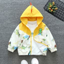 Spring Autumn New Baby Boys Jackets Cartoon Print Dinosaur Casual Hooded Jacket For 1-6 Years Kids Children Windbreak Coat