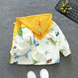 Spring Autumn New Baby Boys Jackets Cartoon Print Dinosaur Casual Hooded Jacket For 1-6 Years Kids Children Windbreak Coat