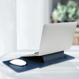 Business Office Commuting Personalized Laptop Pouch Luxury PU Leather Protective Laptop Sleeve With Stand Charger Storage Bag