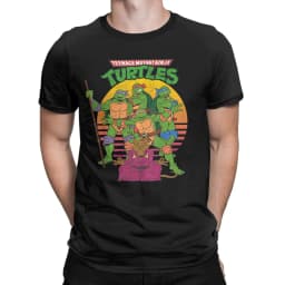 Ninja Turtles Retro Sun Group T-Shirt Men Vintage 100% Cotton Tees Crewneck Short Sleeve T Shirts Gift Clothes
