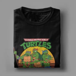 Ninja Turtles Retro Sun Group T-Shirt Men Vintage 100% Cotton Tees Crewneck Short Sleeve T Shirts Gift Clothes