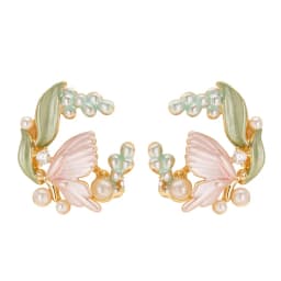 Super fairy sweet temperament fairy style oil paint inlaid pearl earrings niche personality versatile commuting earrings
