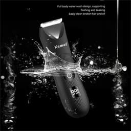 Kemei IPX7 Waterproof Hair Trimmer Private Area Hair Remover Electric Hair Shaving Machine LED Display Bikini Shaver KM-1840