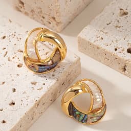 Elegant and exquisite small fragrance dripping oil natural abalone earrings women's light luxury niche high-end commuter earring