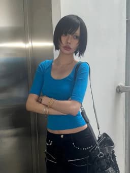 Tonngirls Aesthetic 2000s T-shirt Women Half Sleeve Slim Crop Tops Y2k Fairycore Vintage Tops Streetwear Square Collar Tshirts