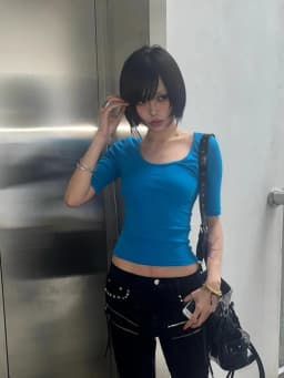 Tonngirls Aesthetic 2000s T-shirt Women Half Sleeve Slim Crop Tops Y2k Fairycore Vintage Tops Streetwear Square Collar Tshirts