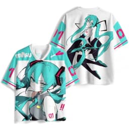 Summer New Virtual Idol Hatsune Miku Sports Jersey Short Sleeve Kids/Adult Kawaii Role Play Breathable Quick Drying T-shirt Top