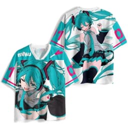 Summer New Virtual Idol Hatsune Miku Sports Jersey Short Sleeve Kids/Adult Kawaii Role Play Breathable Quick Drying T-shirt Top