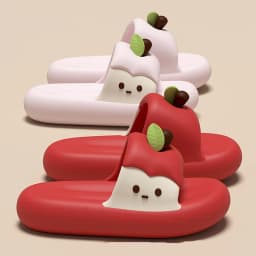 Cute Thick Bottom Apple Slippers Women Summer 2026 New Soft Sole Platform Cloud Slides Woman Comfort Anti Slip Beach Sandals