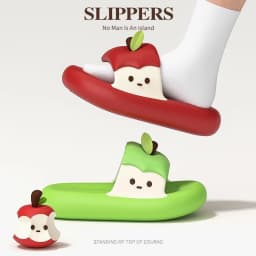 Cute Thick Bottom Apple Slippers Women Summer 2026 New Soft Sole Platform Cloud Slides Woman Comfort Anti Slip Beach Sandals