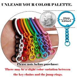 UniCrena Split Ring with Chain & Jump Rings Baked Paint Colorful Keychain Connector for DIY Crafts, Jewelry Making, Dog Tag Bulk