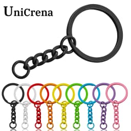 UniCrena Split Ring with Chain & Jump Rings Baked Paint Colorful Keychain Connector for DIY Crafts, Jewelry Making, Dog Tag Bulk