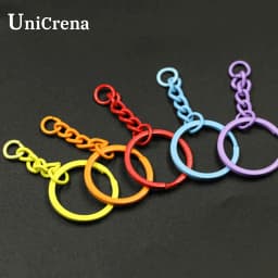 UniCrena Split Ring with Chain & Jump Rings Baked Paint Colorful Keychain Connector for DIY Crafts, Jewelry Making, Dog Tag Bulk