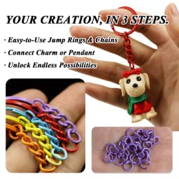 UniCrena Split Ring with Chain & Jump Rings Baked Paint Colorful Keychain Connector for DIY Crafts, Jewelry Making, Dog Tag Bulk