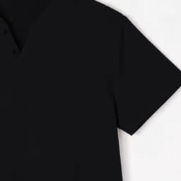 Elegant Black Henley Short-Sleeve T-Shirt for Men – Luxe Cotton Blend, Minimalist Button Placket, Breathable Silhouette, Timele