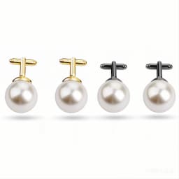Luxury White Round Pearl Cufflinks for Men Elegant Wedding Business Shirt Cuff Buttons Premium Formal Dress Jewelry Accessories