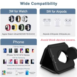 3 in 1 Magnetic Wireless Charger Pad Stand for iPhone 17 16 15 14 13 12 Pro Max Apple Watch AirPods Fast Charging Dock Station