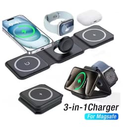 3 in 1 Magnetic Wireless Charger Pad Stand for iPhone 17 16 15 14 13 12 Pro Max Apple Watch AirPods Fast Charging Dock Station