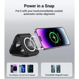 3 in 1 Magnetic Wireless Charger Pad Stand for iPhone 17 16 15 14 13 12 Pro Max Apple Watch AirPods Fast Charging Dock Station