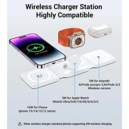 3 in 1 Magnetic Wireless Charger Pad Stand for iPhone 17 16 15 14 13 12 Pro Max Apple Watch AirPods Fast Charging Dock Station