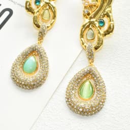 Women Vintage Ethnic Rhinestone Gems With Metal Alloy Big Ears Pendant Dangle Earrings Jewelry Accessory