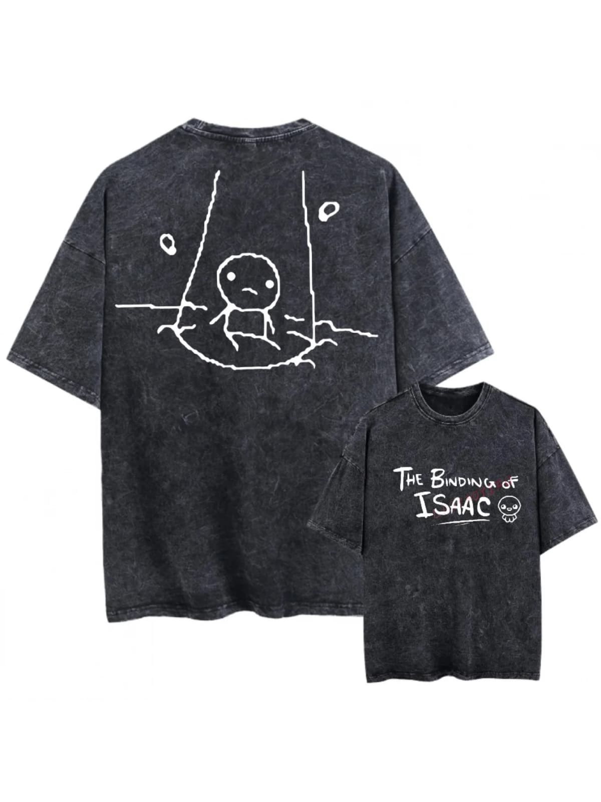 Unisex Retro Washed T-shirt Printed with Isaac Binding of The Binding of Isaac Theme Men's T-shirt 90s Retro Style Gift